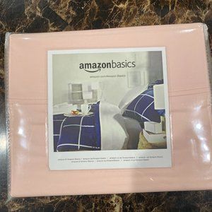 Amazon Basics Queen Ultra-Soft Flat Sheet, Blush Pink